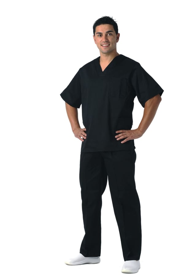 Casaca sanitario unisex cuello pico en color negro (B9200)